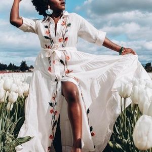 Anthropologie Samant Chauhan Embroidered Shirtdres